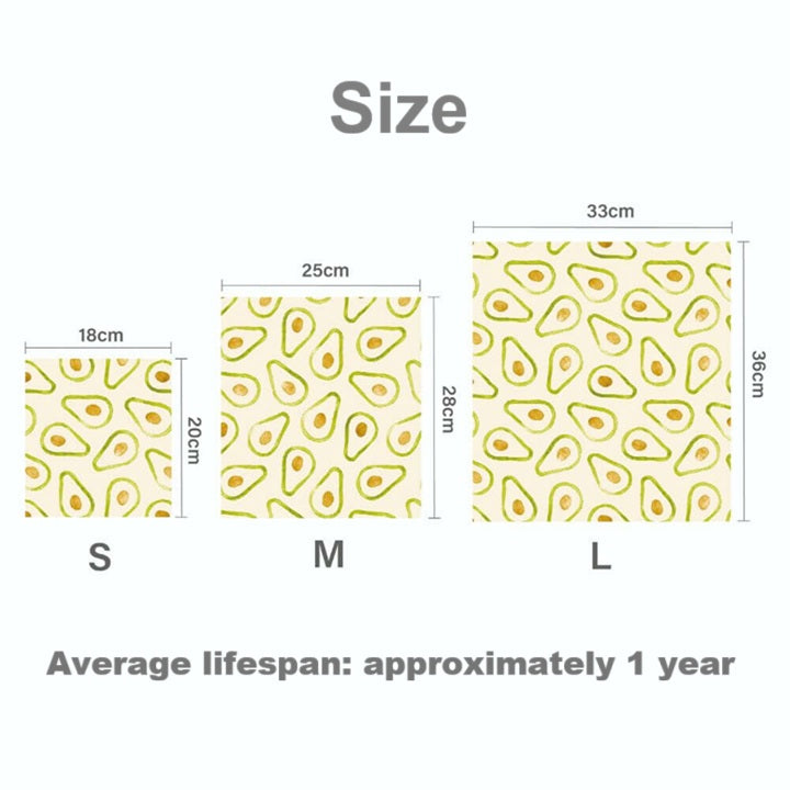 100% Natural Beeswax Wraps (Set of 3)