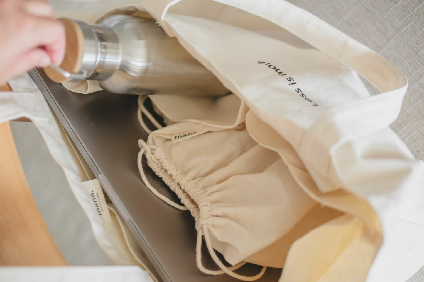 Organic Cotton Multi-Pocket Tote Bag
