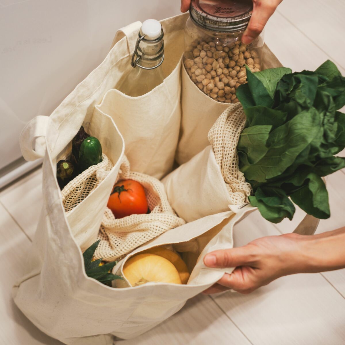 Organic Cotton Multi-Pocket Tote Bag