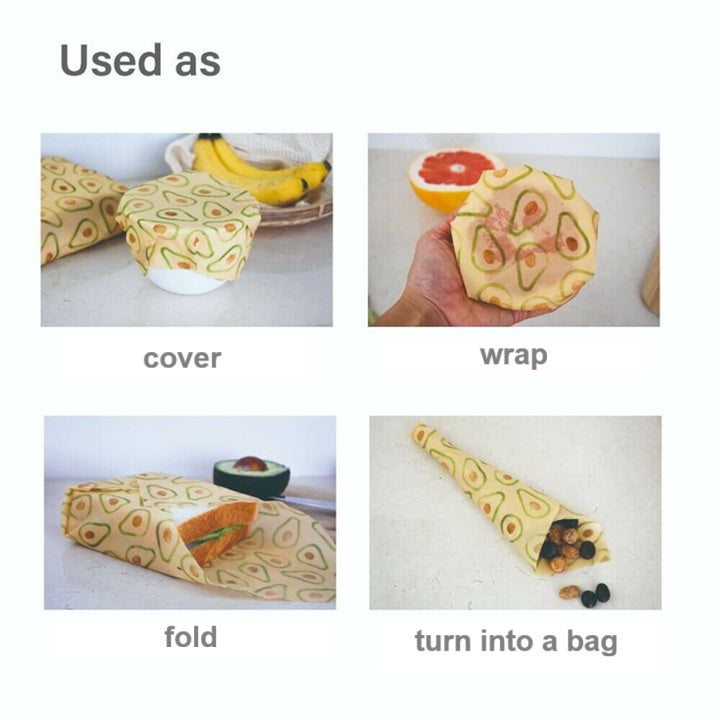 100% Natural Beeswax Wraps (Set of 3)